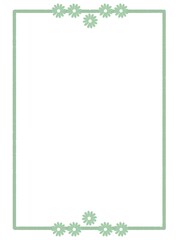 Obraz premium Minimal white background with soft green daisy frame and floral accents on top and bottom.