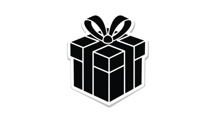 Obraz premium Black gift box with ribbon present wrapping icon symbol for gifting giving occasions