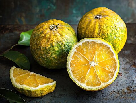ugli fruit isolated on metal background
