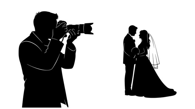 Wedding Couple Silhouette in Romantic Pose with Dramatic Lighting on for Invitation Design Transparent Background