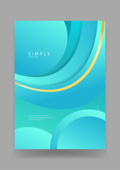Fototapeta premium Professional minimalist background featuring blue cyan gradients and overlapping fluid circular layers with a gold accent line