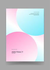 Fototapeta premium Minimalist abstract poster design featuring two large intersecting circles with soft pink and blue pastel gradients on a clean background