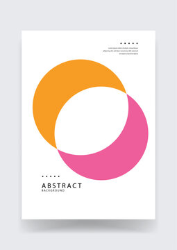 Modern abstract background featuring two large overlapping circles in orange and pink colors on a clean white space background