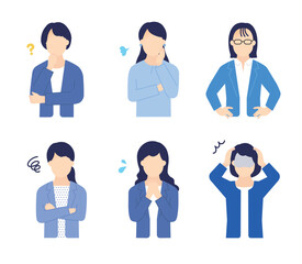 困った表情の女性ビジネスパーソン