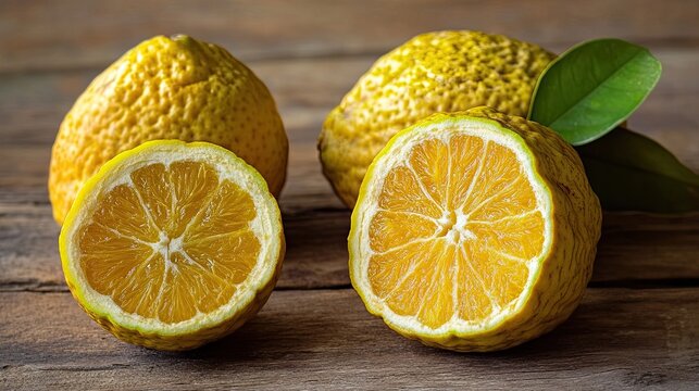 ugli fruit isolated on wooden background