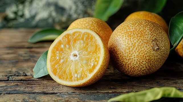 ugli fruit isolated on wooden background