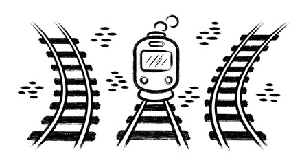 Train on tracks illustration depicting transportation and travel concepts. © Dika