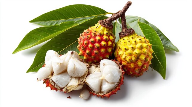 Colorful Marang Fruits with Yellow and Red Hues, Tropical Delight