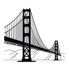 Obraz premium Stylized black and white illustration of the golden gate bridge