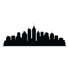 Obraz premium A stark silhouette of a modern city skyline against a white background
