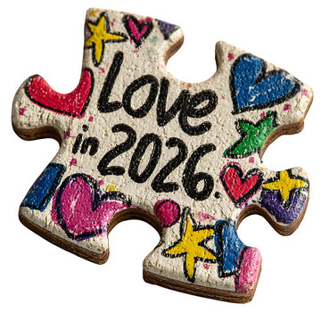Colorful puzzle piece with love message for 2026