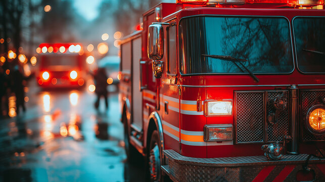 Approaching a fire truck on the street