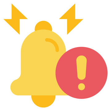 bell loud alert signal exclamation flat style icon