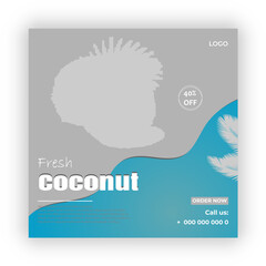 Fresh coconut social media post design template 