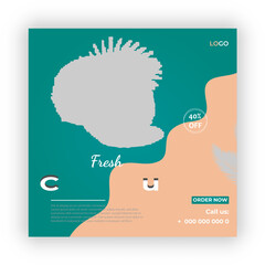 Fresh coconut social media post design template 