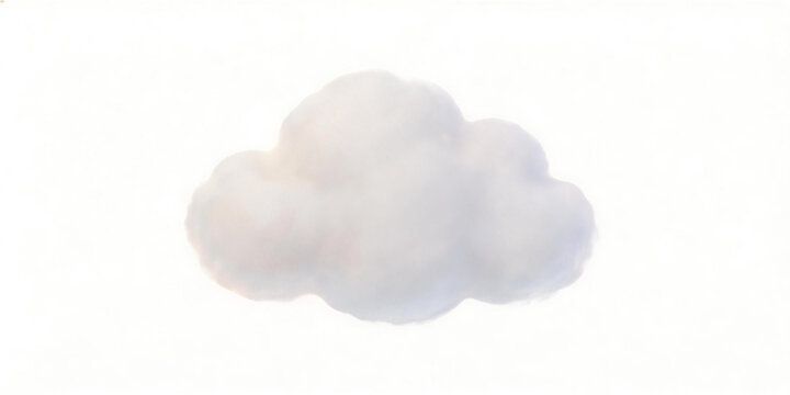 Illustration of a single white fluffy cartoon cloud on a plain white background. Simple, soft, and whimsical design element for decor or graphic use.