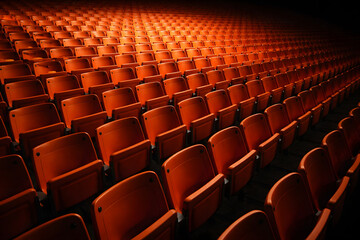 Obraz premium Seating arrangement in an empty sports stadium during daylight hours 