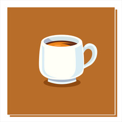 Obraz premium A white coffee cup on a brown background viewed from the front