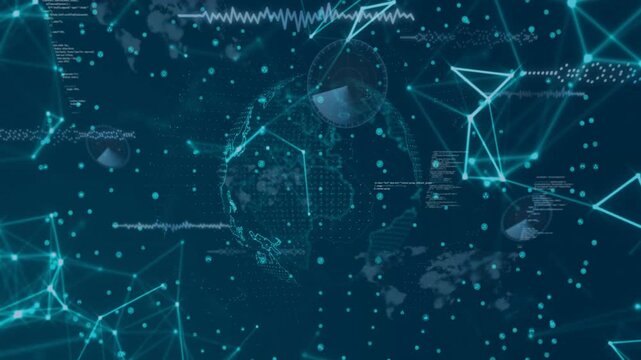 Frame1 showing dotted globe rotating as HUD elements appearing and radar sweeping mapping links