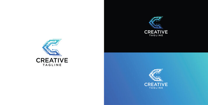 Technology logo vector. Initial letter C logo design