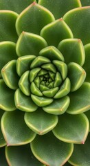 Obraz premium Symmetrical arrangement of vibrant green succulent leaves displays perfect geometric pattern