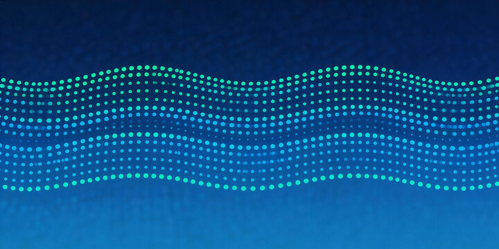 Abstract blue wave pattern with dotted grid on a gradient blue background, ideal for tech, science, or digital design projects.