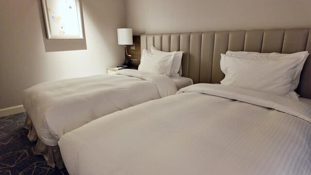 Hotel interior and bedroom bed