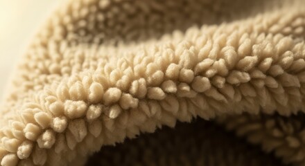Close-up of beige shaggy carpet texture.