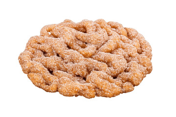 Traditional fried jalebi pastry with sugar coating on transparent background