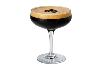 Espresso martini cocktail with coffee beans and foam