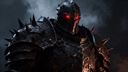 深紅の地獄で頭蓋の玉座に座す角の悪魔