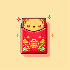 Cute cartoon angpao vector illustration