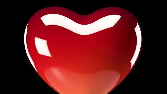 Red Heart Shaped Object Rotating on Black.