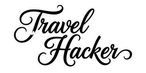 Travel Hackers phrase in black ink calligraphy