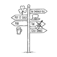 Obraz premium Signpost with Irish Cultural Symbols.