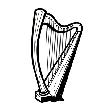 Harp Musical Instrument Illustration.