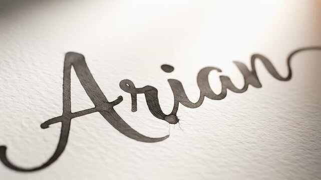 Arian Name Written in Cursive Script.