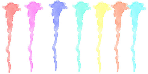 Vibrant abstract smoke plumes in rainbow colors drift downwards creating a surreal ethereal and dynamic visual art © Free Design