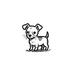 Obraz premium Black and White Dog Illustration.