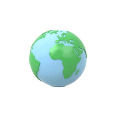 Fototapeta premium 3 D globe with green continents on blue oceans isolated on a transparent background earth
