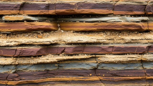 Horizontal layers of rock formation.