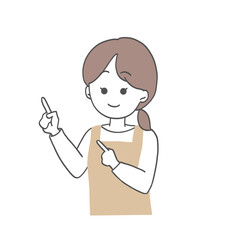 Fototapeta premium 指差しで説明するエプロン姿の女性