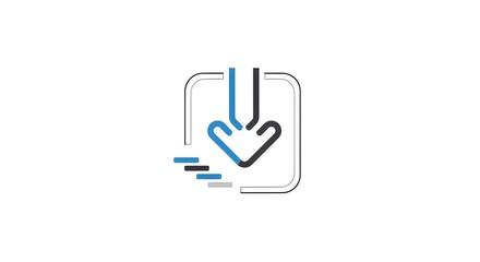 Obraz premium Modern download icon with blue and black design elements