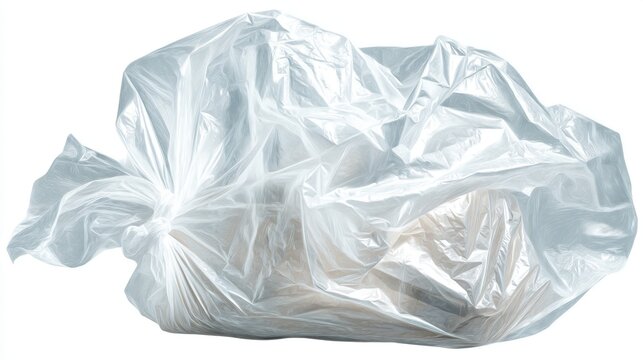 Crumpled Plastic Bag Isolated on White Background for Clean Concept