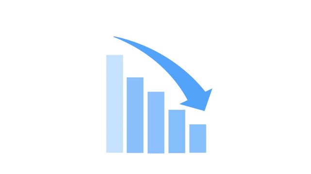 Financial Chart Showing Downward Trend with Arrow Indicating Decline.