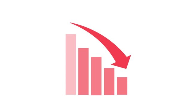Red Arrow Graph Showing Downward Trend and Decline in Business Performance.