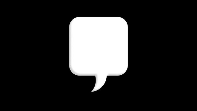Cartoon comic square speech bubble icon animation on black background