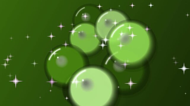 Green Bubbles with Sparkling Stars Animation.