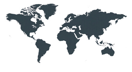Obraz premium Dark Grey World Map Silhouette on White Background