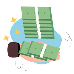 Hand Holding Stack of Cash Money Illustration